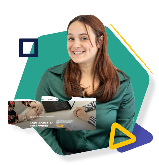 A teal hexagonal graphic is in behind a portrait of an ampere staff member.