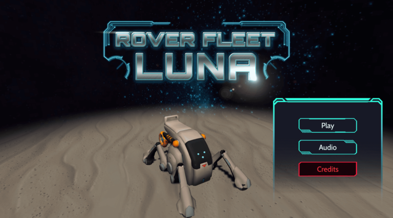 The interface of the start of Rover Fleet Luna video game.